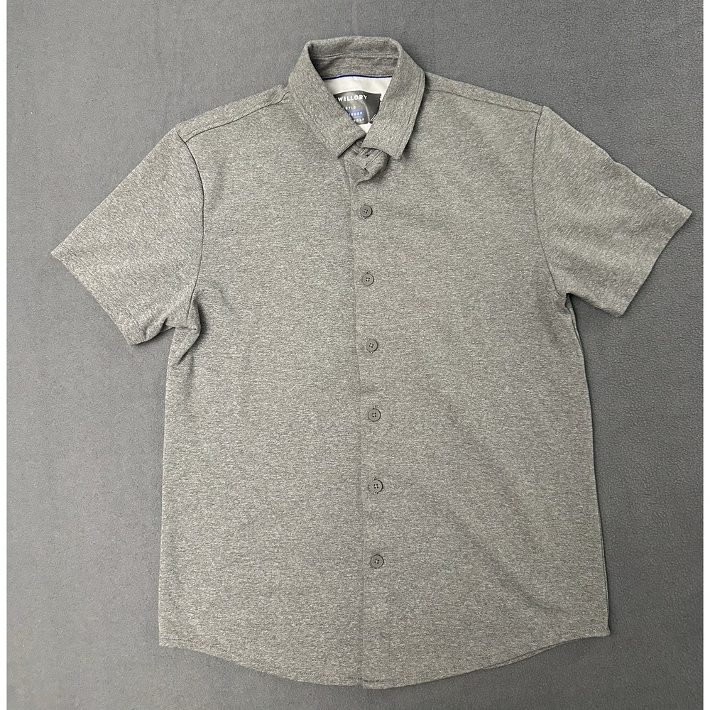 Twillory Short Sleeve Button Up Dress Shirt Performance Gray Men's Size Small